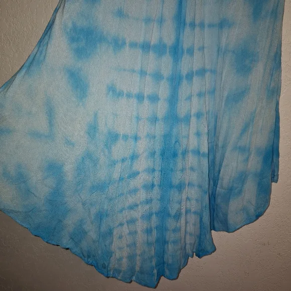 Riviera Sun Tye Dye Boho Sun Dress Blue White  Embroidered Medium - Picture 5 of 9